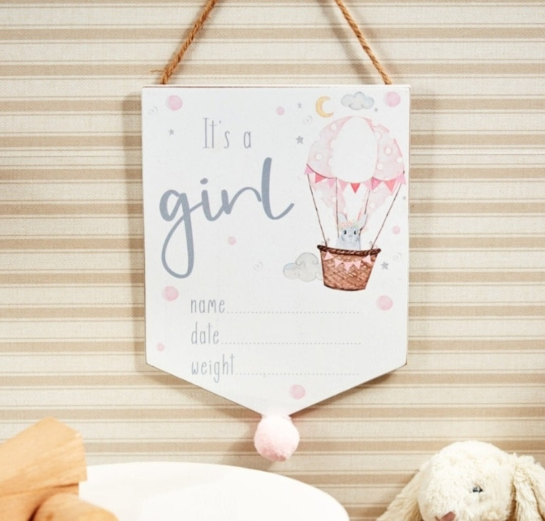 Birth Announcement Plaque "Its A Girl"