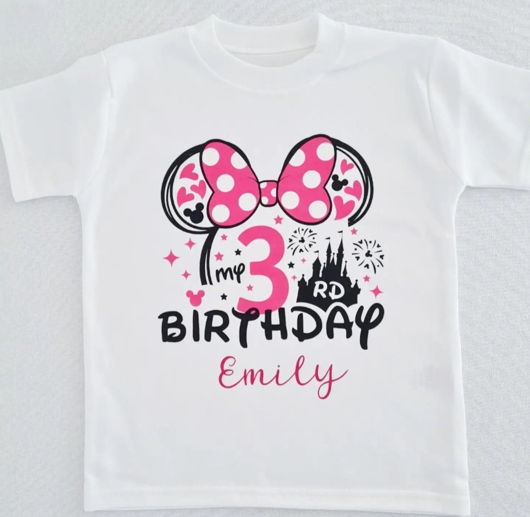 Personalised Pink Mouse Birthday T-shirt