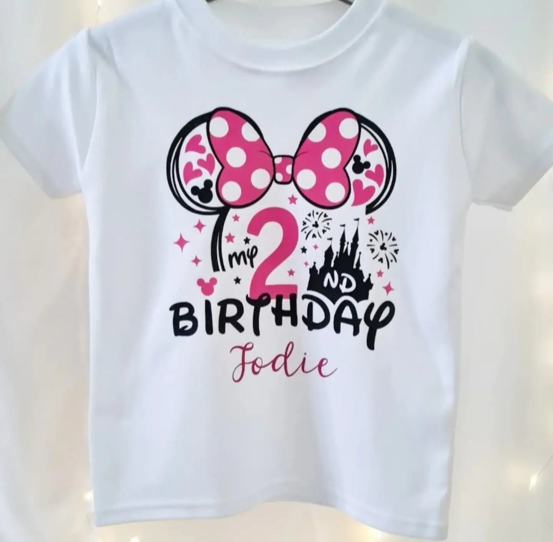 Personalised Pink Mouse Birthday T-shirt