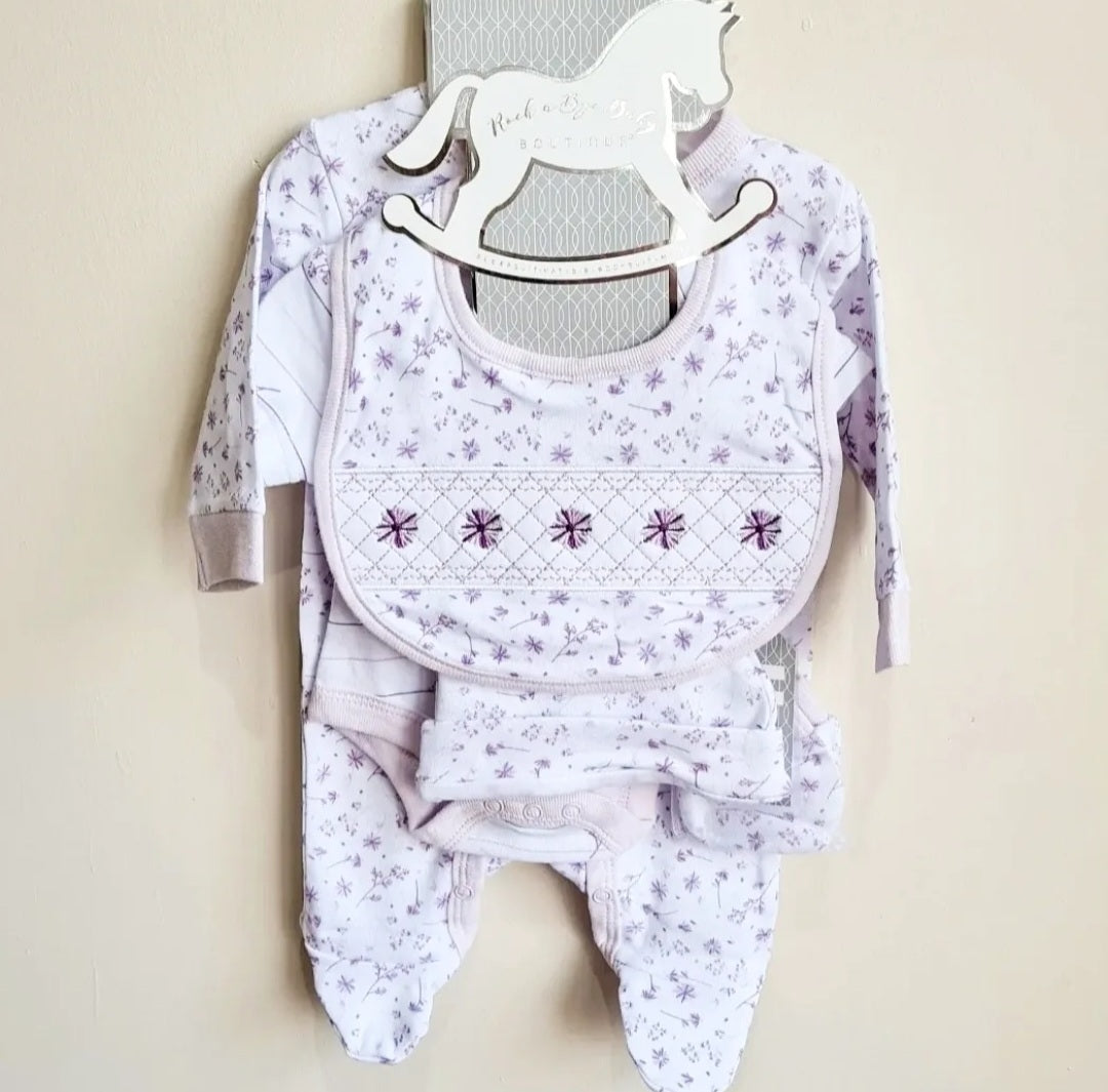 Lilac Wildflower 5 piece Baby Set