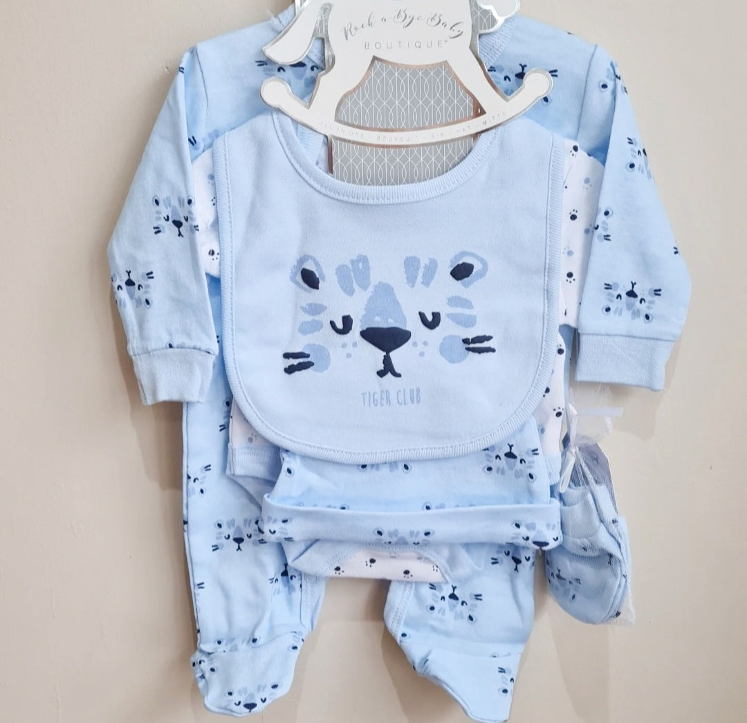 Blue Tiger 5 piece Baby Set