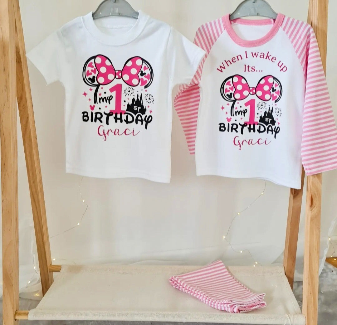Personalised Pink Mouse Birthday PJ's