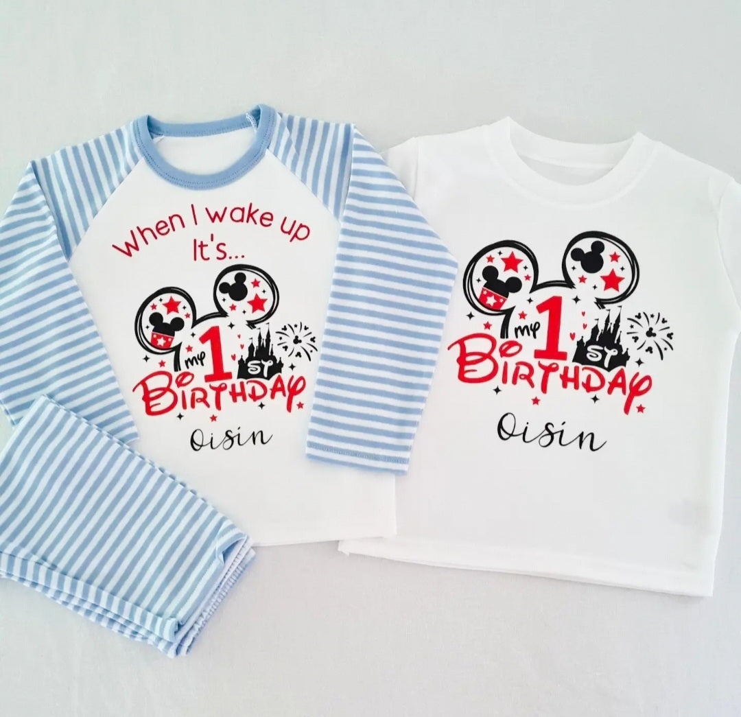 Personalised Blue Mouse Birthday PJ's
