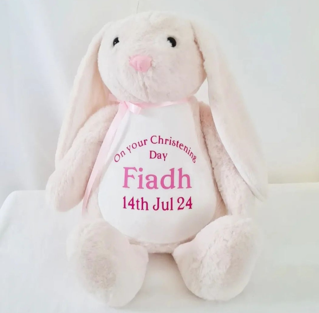 Personalised White Bunny W Bow