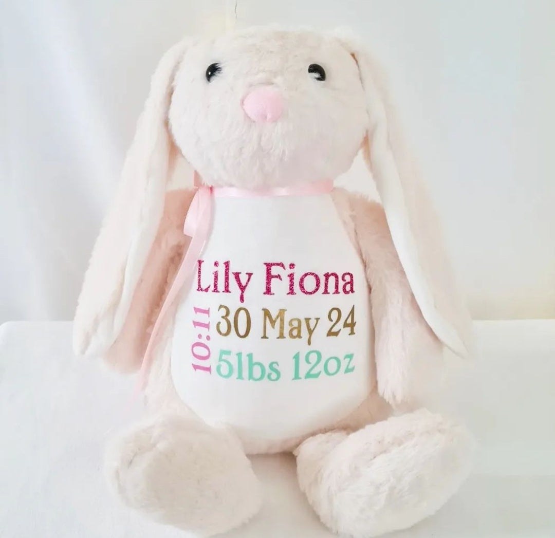 Personalised White Bunny W Bow