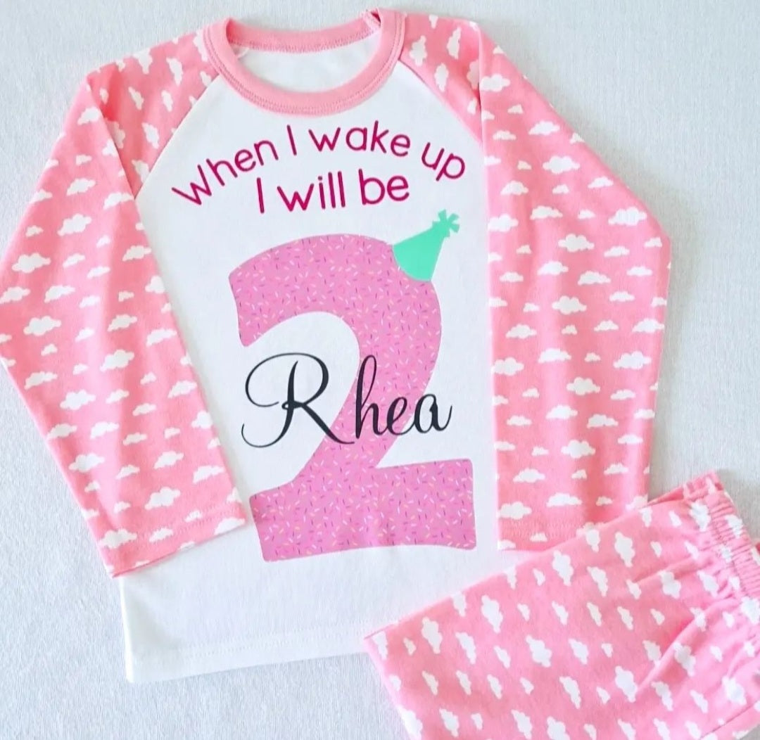 Personalised Pink Birthday Sprinkles PJ's
