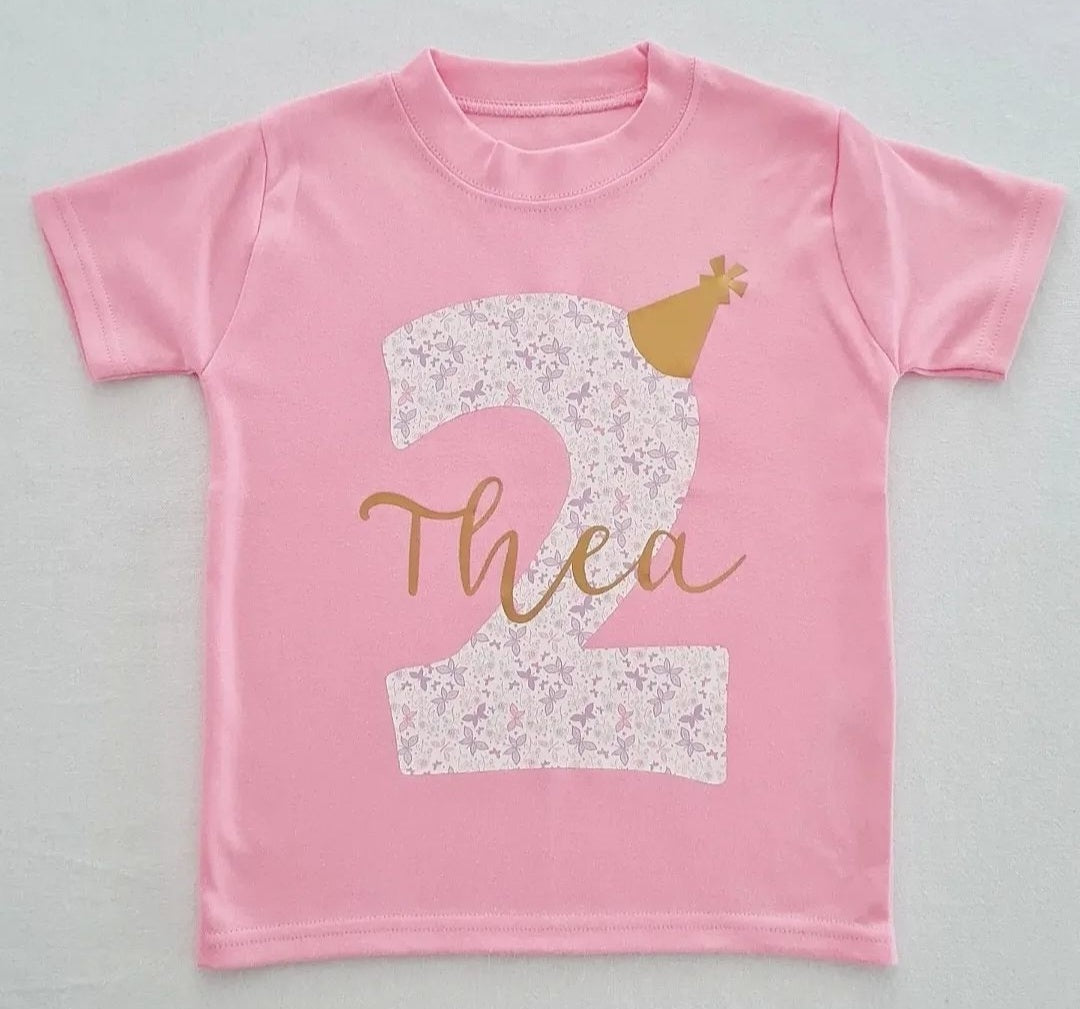Personalised Butterfly Number Birthday T-shirt