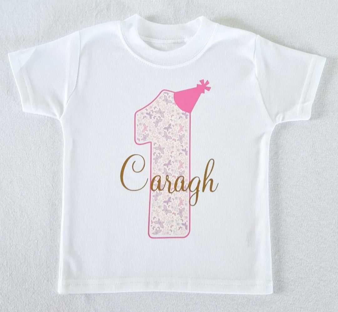 Personalised Butterfly Number Birthday T-shirt