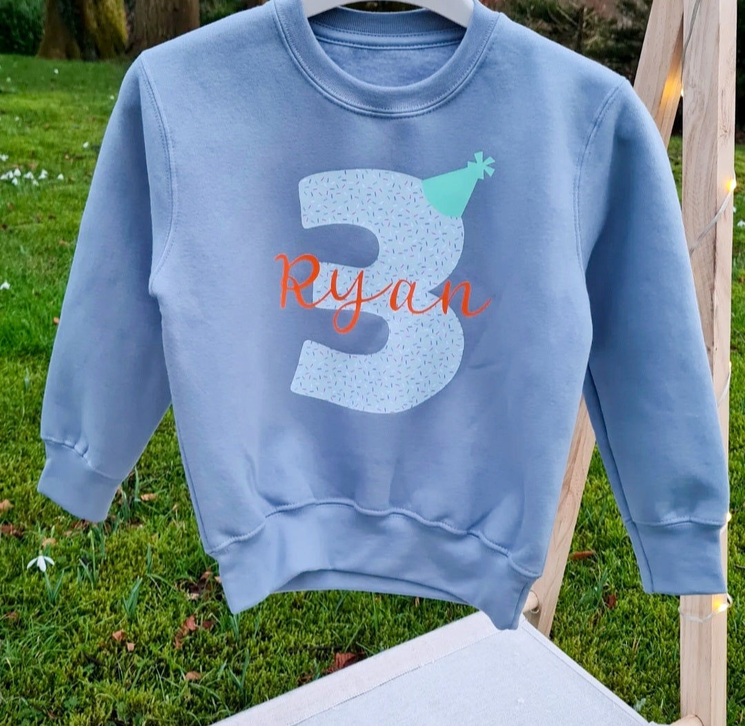Personalised Dusty Blue Birthday Jumper