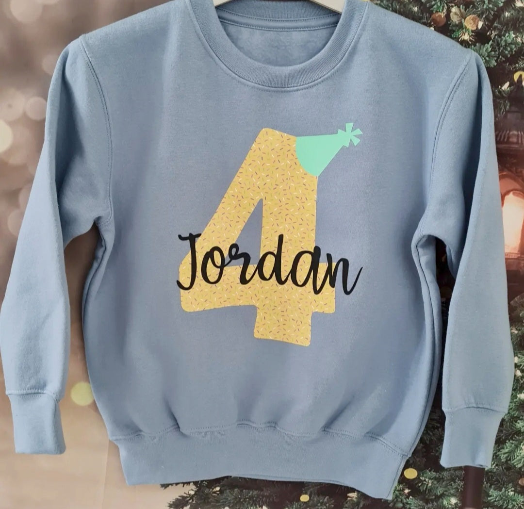 Personalised Dusty Blue Birthday Jumper