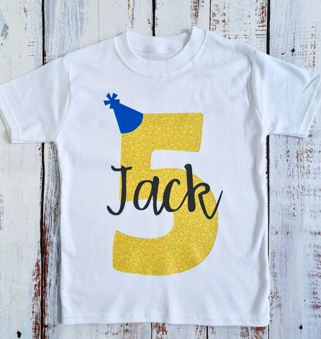 Personalised Yellow Birthday Sprinkles T-shirt