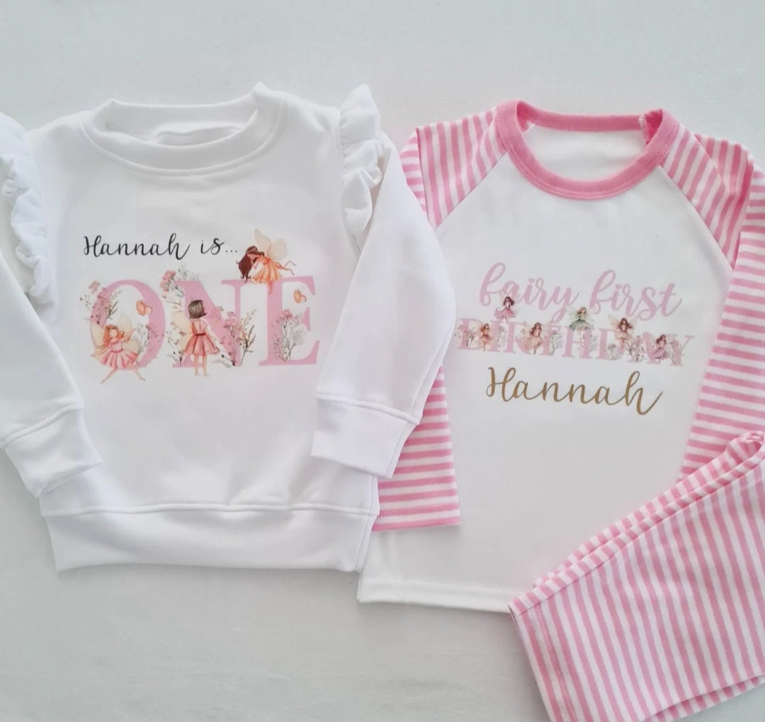Personalised Fairy First Birthday PJ's