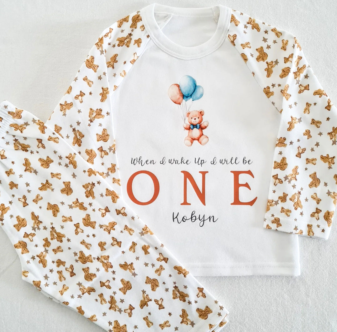 Personalised Teddy Bear Birthday PJ's