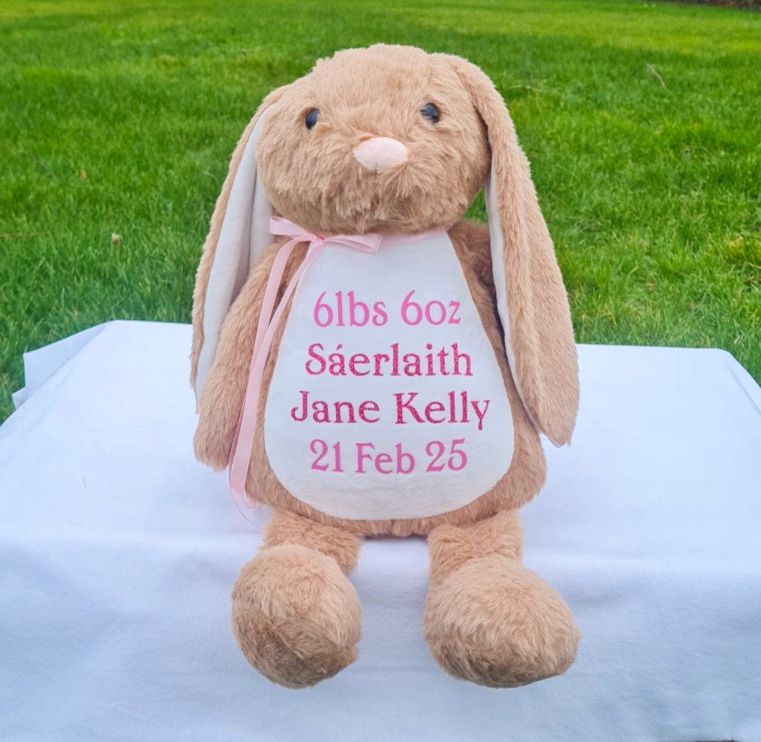 Personalised Brown Bunny W Bow