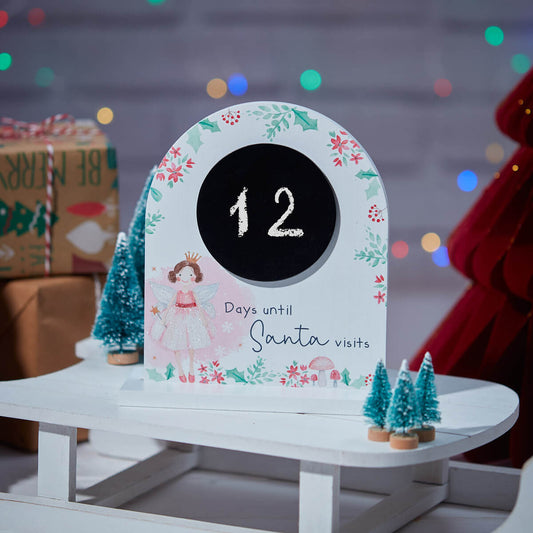 Xmas Fairy Days Until Santa Chalkboard
