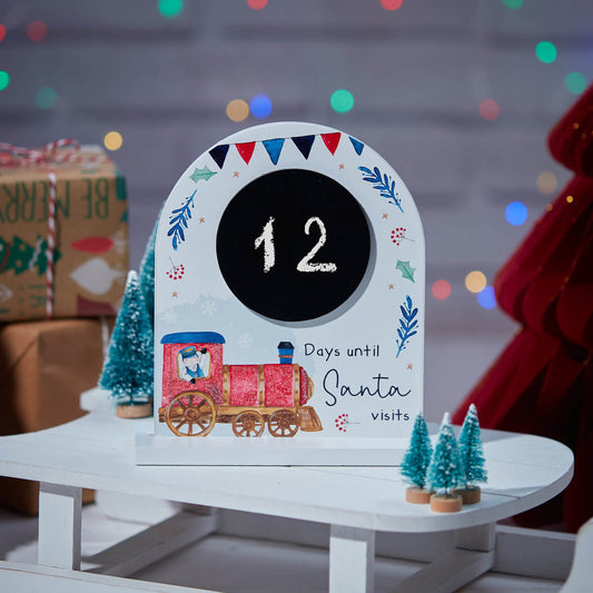 Xmas Santa Train Days Until Santa Chalkboard