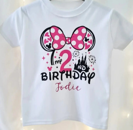 Personalised Pink Mouse Birthday T-shirt