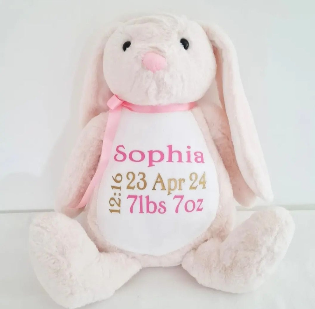 Personalised White Bunny W Bow