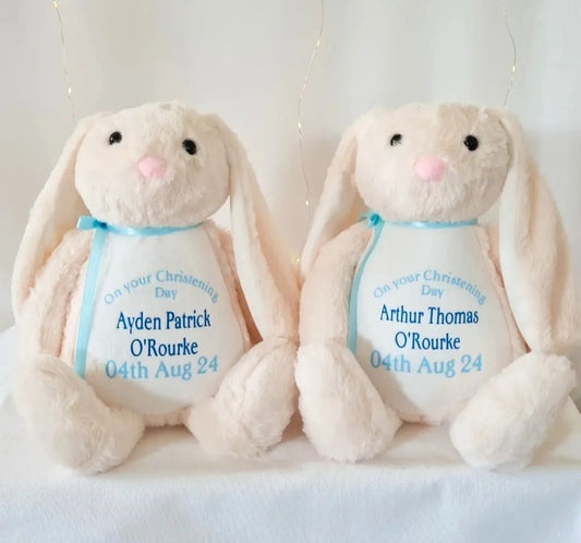 Personalised White Bunny W Bow