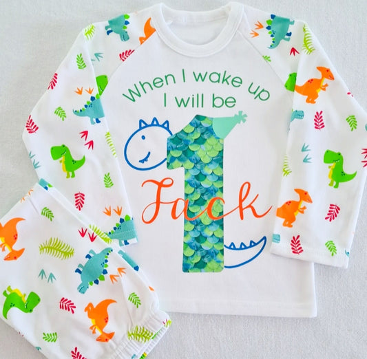 Personalised Blue Dino Number Birthday PJ's