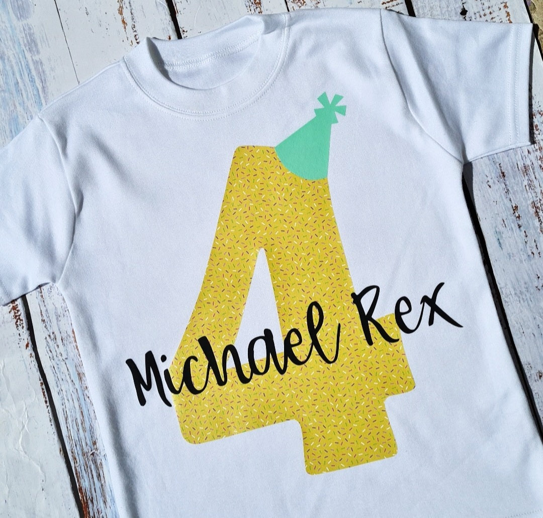 Personalised Yellow Birthday Sprinkles T-shirt
