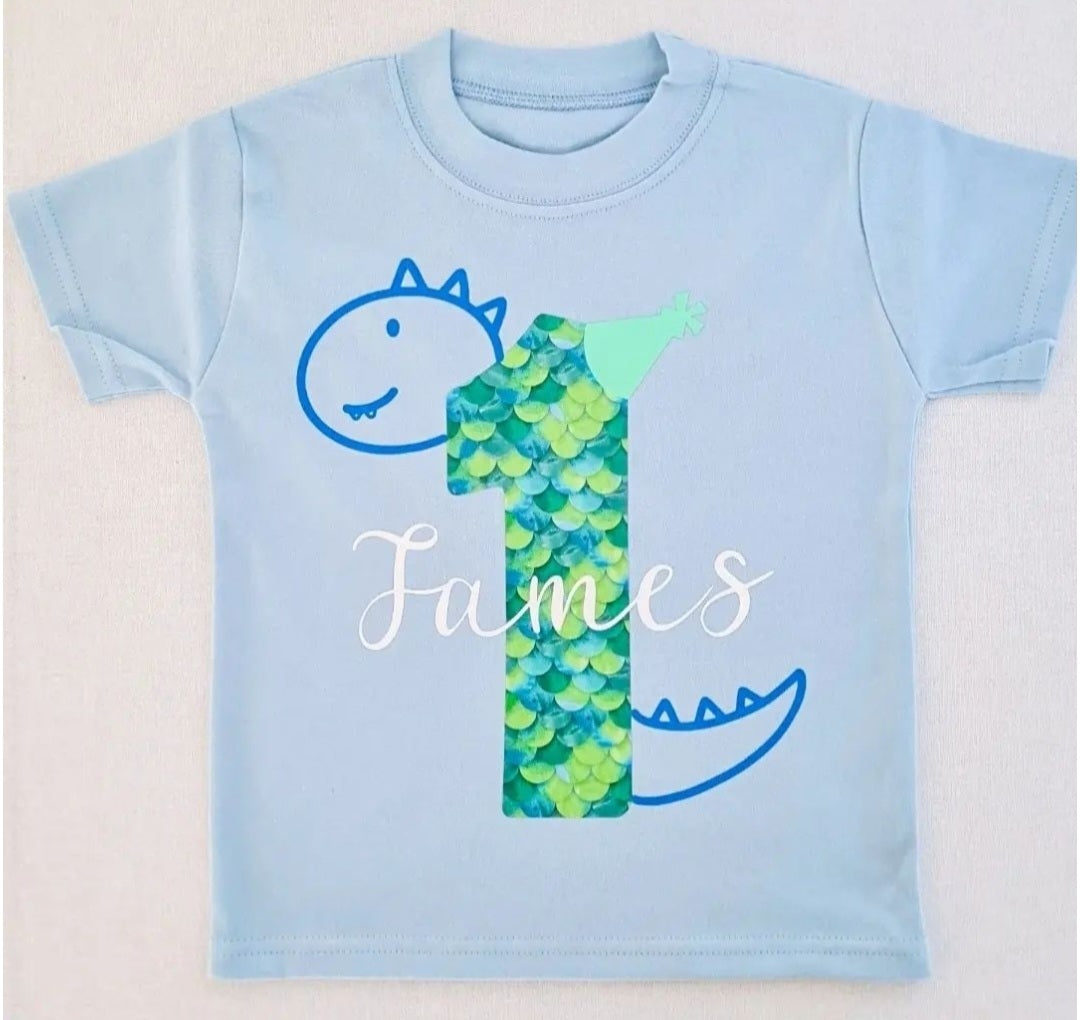 Personalised Dinosaur Number Birthday T-shirt