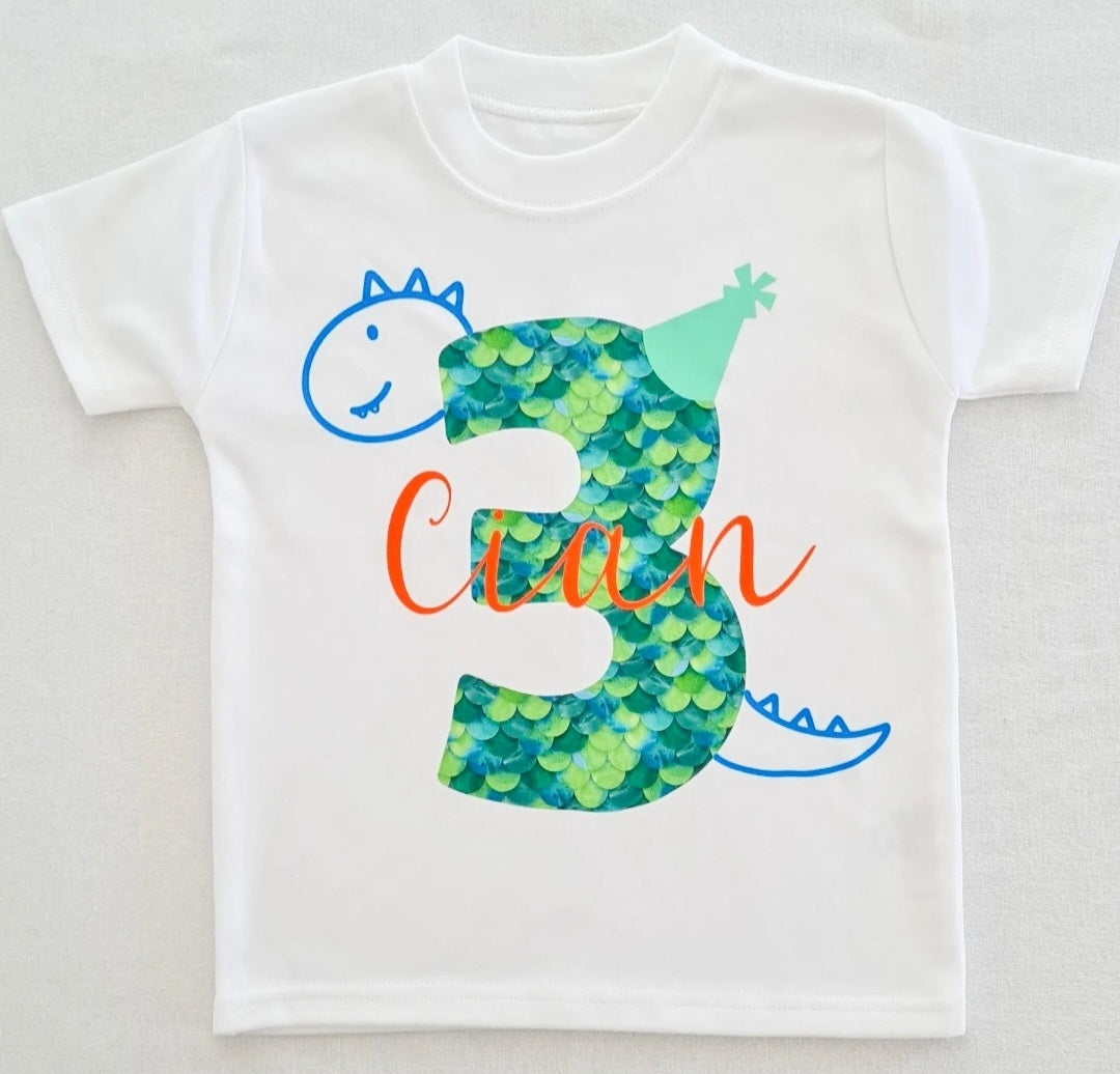 Personalised Dinosaur Number Birthday T-shirt