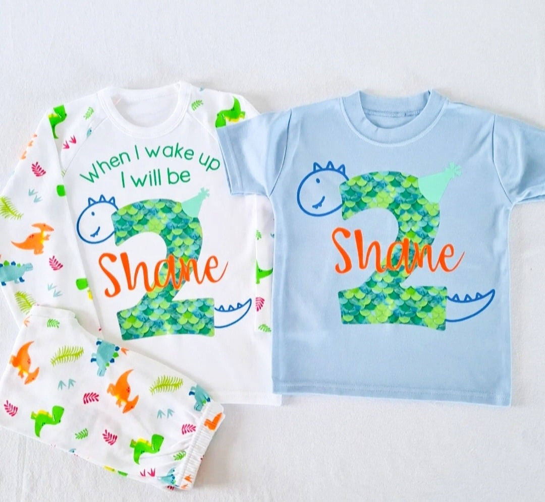 Personalised Dinosaur Number Birthday T-shirt