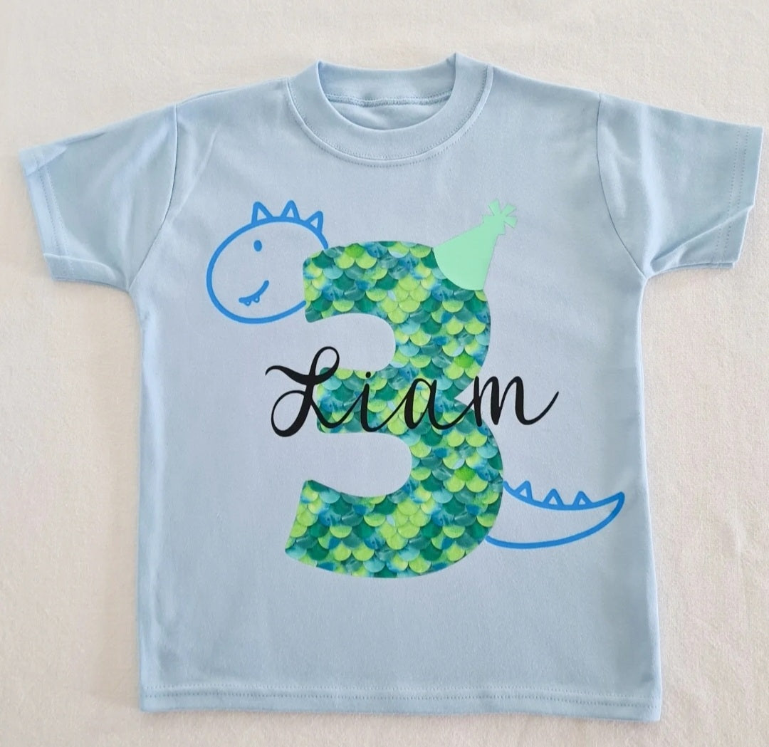 Personalised Dinosaur Number Birthday T-shirt
