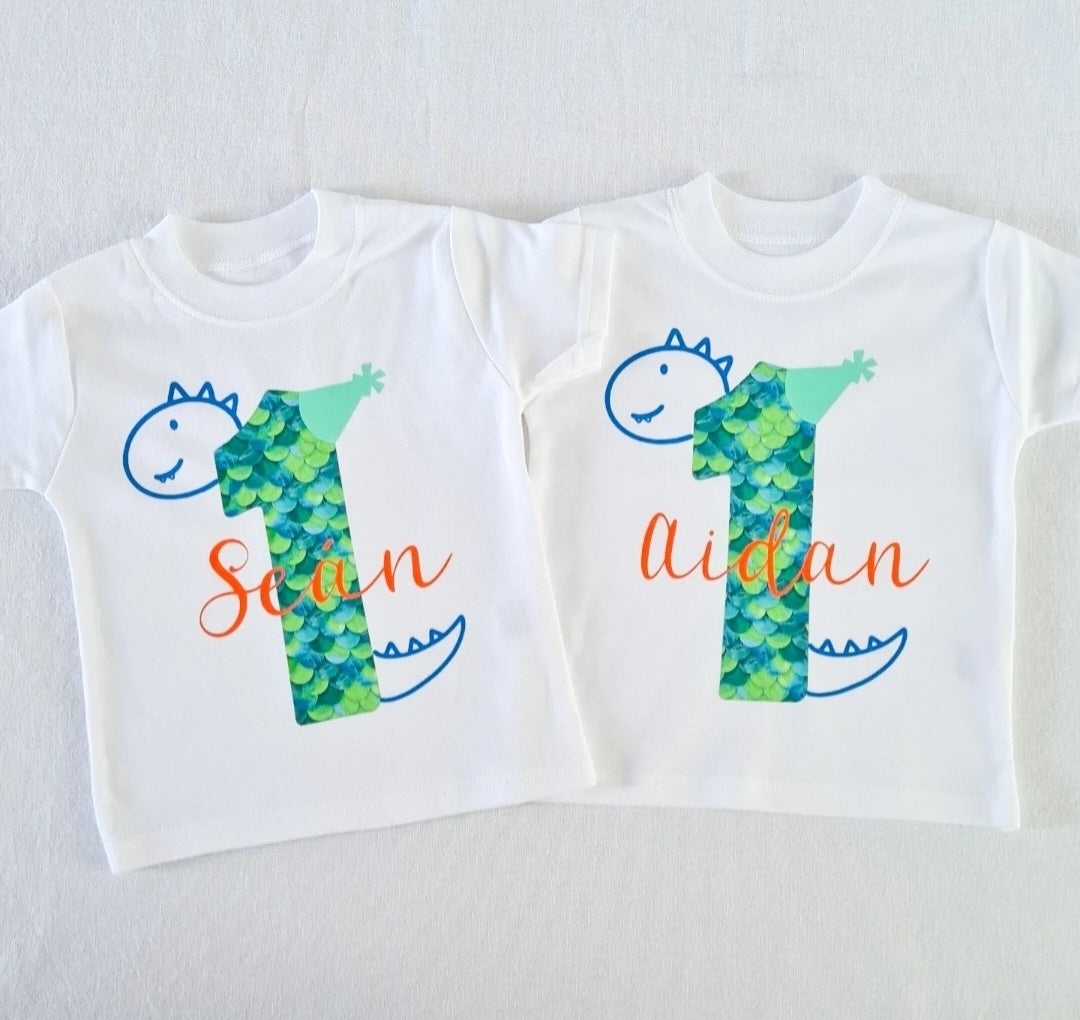 Personalised Dinosaur Number Birthday T-shirt