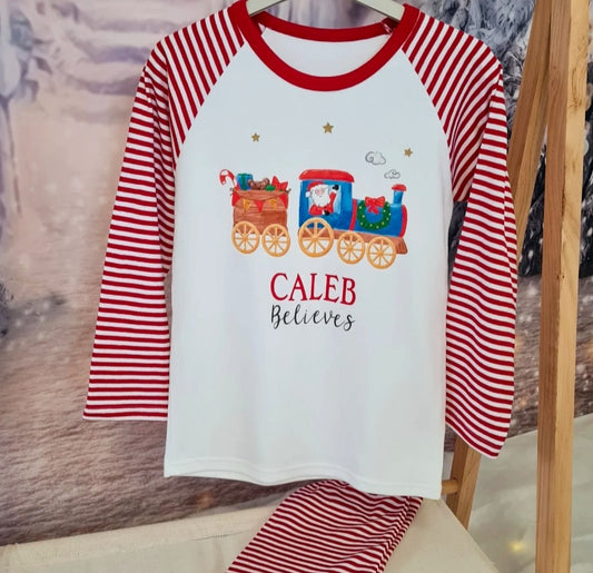 Personalised Christmas Train PJ's