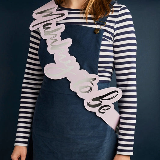 Mummy To Be Sash Pink/Silver