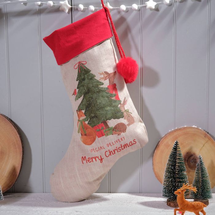 Personalised Xmas Woodland Stocking