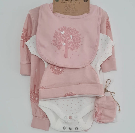 Organic Cotton Tree in Bloom 5 piece Baby Set