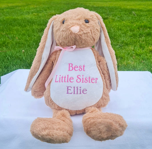 Personalised Brown Bunny W Bow