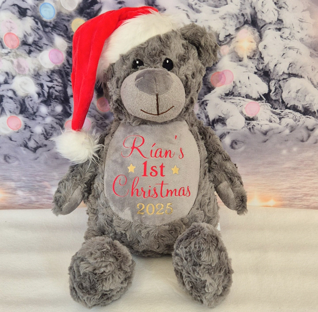 Personalised Grey Santa Bear